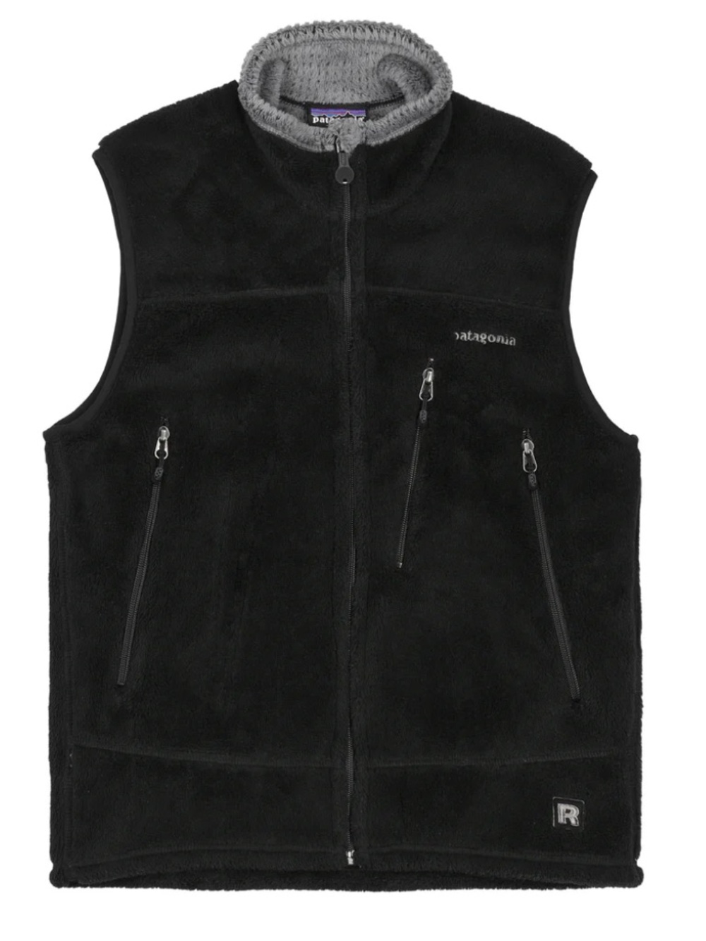 Men's Patagonia R4 Black Fleece Vest - Zip Front